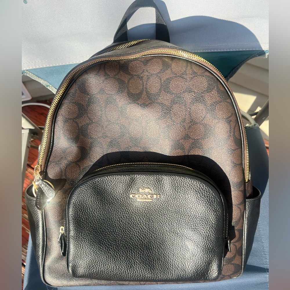 Coach Brown/Black Signature Canvas Backpack